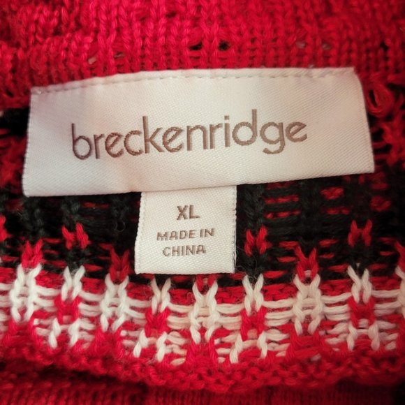 VTG Breckenridge Fair Isle Nordic Zip Front Red Cardigan Sweater Sz XL NEW - Picture 10 of 12